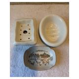 Three vintage soap, dishes.