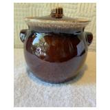 Hull oven proof, brown dip, bean pot. small chip