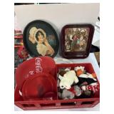 Coca-Cola lot of metal serving trays and stuffed