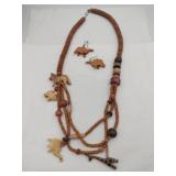 Multi-strand wooden Safari necklace with matching