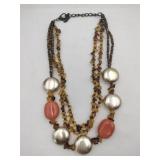 Silver/orange multi-strand statement piece