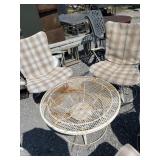 Homecrest outdoor coffee table with two outdoor