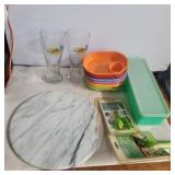 Tupperware, plastic snake trays, margaritaville