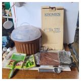 Cupcake carrier, kromex serving tray, ice cream
