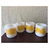 Glassbake 24 ounce yellow daisy coffee mugs four