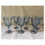 6 Fostoria, Virginia light blue water goblets 7