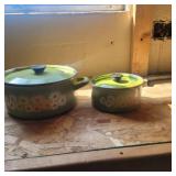 Mcm green with flowers enamel coated Dutch oven