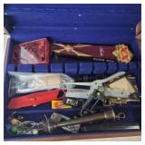 Wood box with assorted items