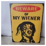 Beware metal sign 13in x 10in