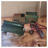 Buddy l pressed steel truck with John deere wagon