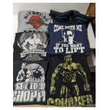 Arnold Schwarzenegger & Karate Kid shirts. Mostly