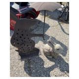 Concrete bunny figurine, 8 inches tall and