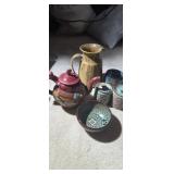 Ceramic art pottery assortment,  tea pot pitcher