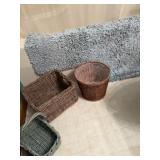 Bathroom, wicker waste bin, wicker box, basket,