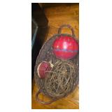 Decorative basket with stick art and gourd art