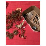 Fall berries decoration, brass butterfly coat