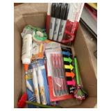 Sharpies pens, masking tape, glue and more