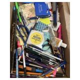 Stanley 20 foot measuring tape, pens, pencils,