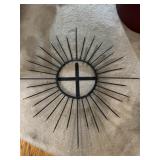 black wrought iron sunburst wall art frame