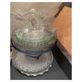 Swimming dishes, glass  stands, glass bowls, and