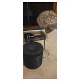 Wig , wig stand , and hat box