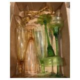 Amber & Green Art Glass Stemware Collection ï¿½