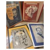 Framed original sheet music covers