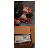 Boombox, radio, rock eggs blanket and yarn