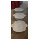 3 Corningware blue corn flour casserole dish 1qt