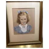 Original pastel portrait of a young girl with