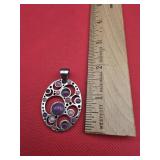Barse Silver Multi Stone Mosaic Pendant 14 grams