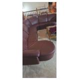 Leather center Red leather 4pc sectional couch