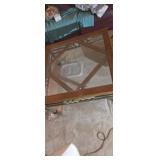 Square glass top metal base coffee table