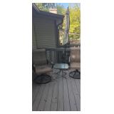 Cast iron base umbrella stand with patio