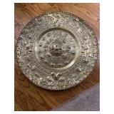 Aztec or Mayan sun calendar design Hammered brass