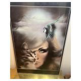 1980 print titled "Cat Bird Woman" by Belgian
