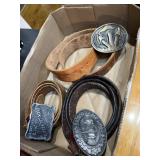 3 leather belts with mushroom buckle, Jack