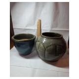 2 Pots  signed