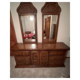 Large wooden double-dresser with two attached