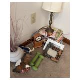 Small brass desk  lamp, desktop clock, eagle,