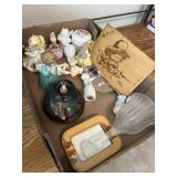 Angel figurines, glass, bell, and other