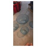 Blue glass park texted salad bowl set 3 small 1