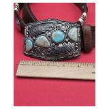 Paul Stover Sterling and Turquoise Belt Buckle