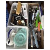 Mix of kitchen tools, servers, accessories