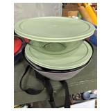 Martha Stewart glass 4qt glass bowls w/ lids and
