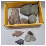 Indian artifacts axe, arrowheads and more