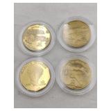 4 gold tone  medallions