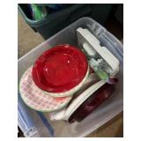 Opened plastic and paper plates assorted,