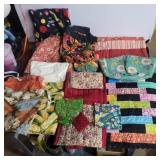 Hand quilted bags, placemat, armrest remote