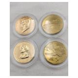 4 gold tone medallions